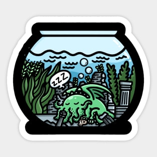 Cthulhu's Fishbowl Dream: A humorous take on the Great Old One Sticker